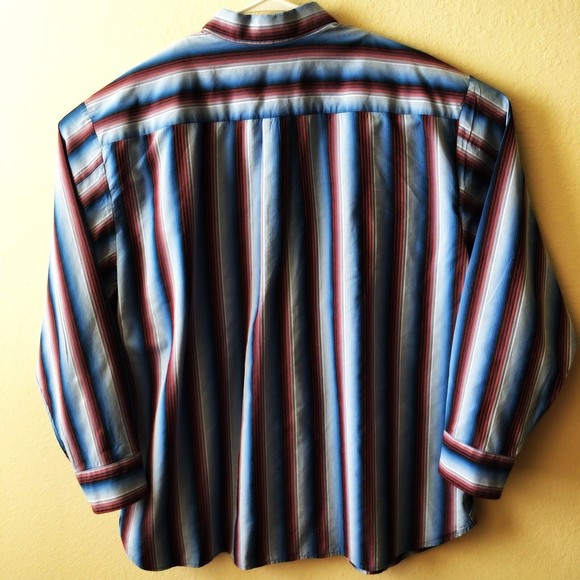 Tommy Bahama Cotton Blue Red Stripe Button Front Long Sleeve H9 - Picture 2 of 5